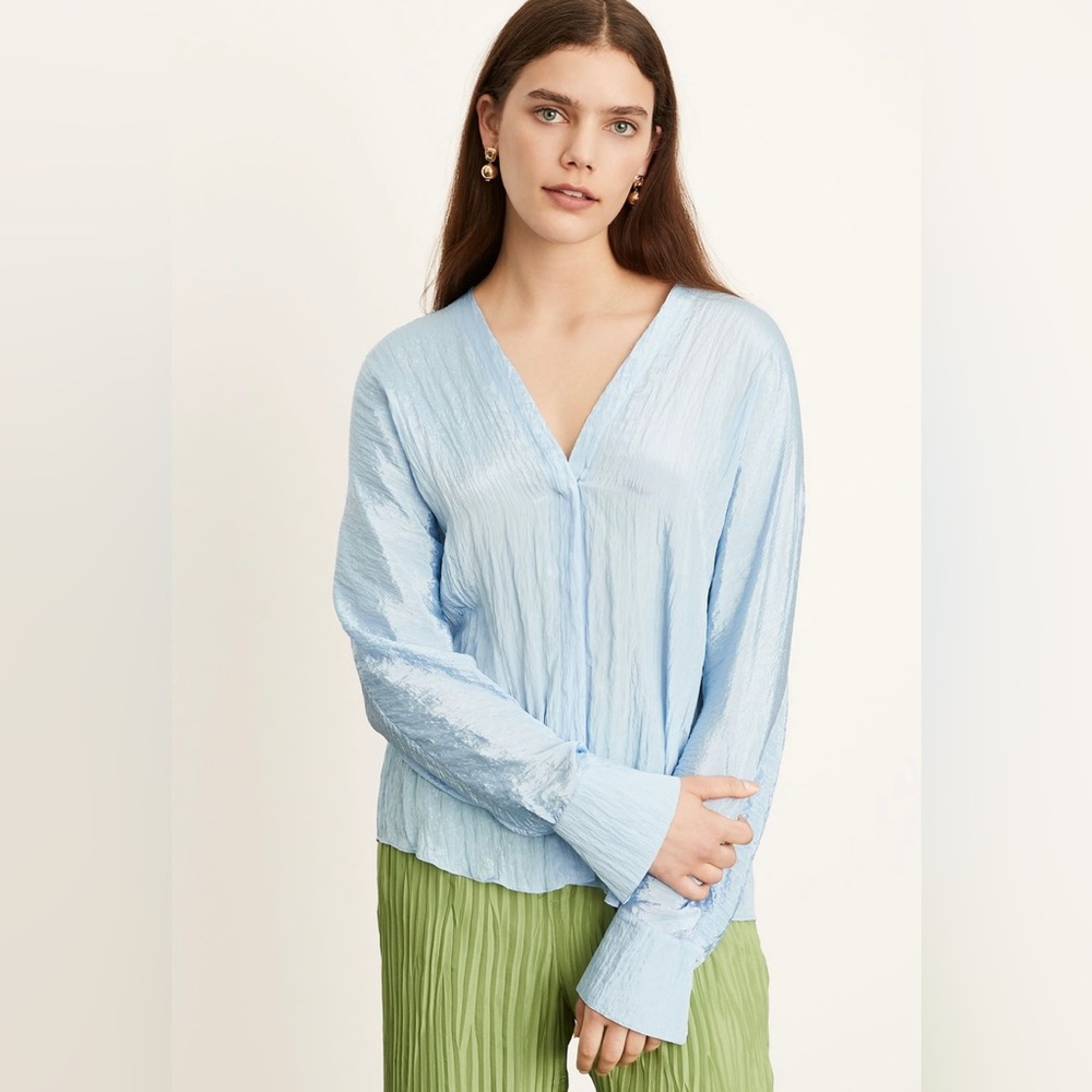 NWT Vince long sleeve double v-neck blouse